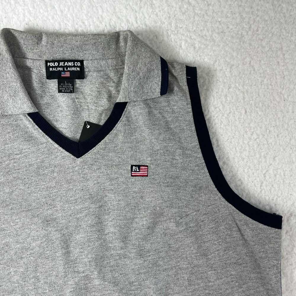 Polo Jeans Co. Made in USA Sleeveless Polo Dress Gray Women's‎ Size L VTG NMT - Picture 6 of 9